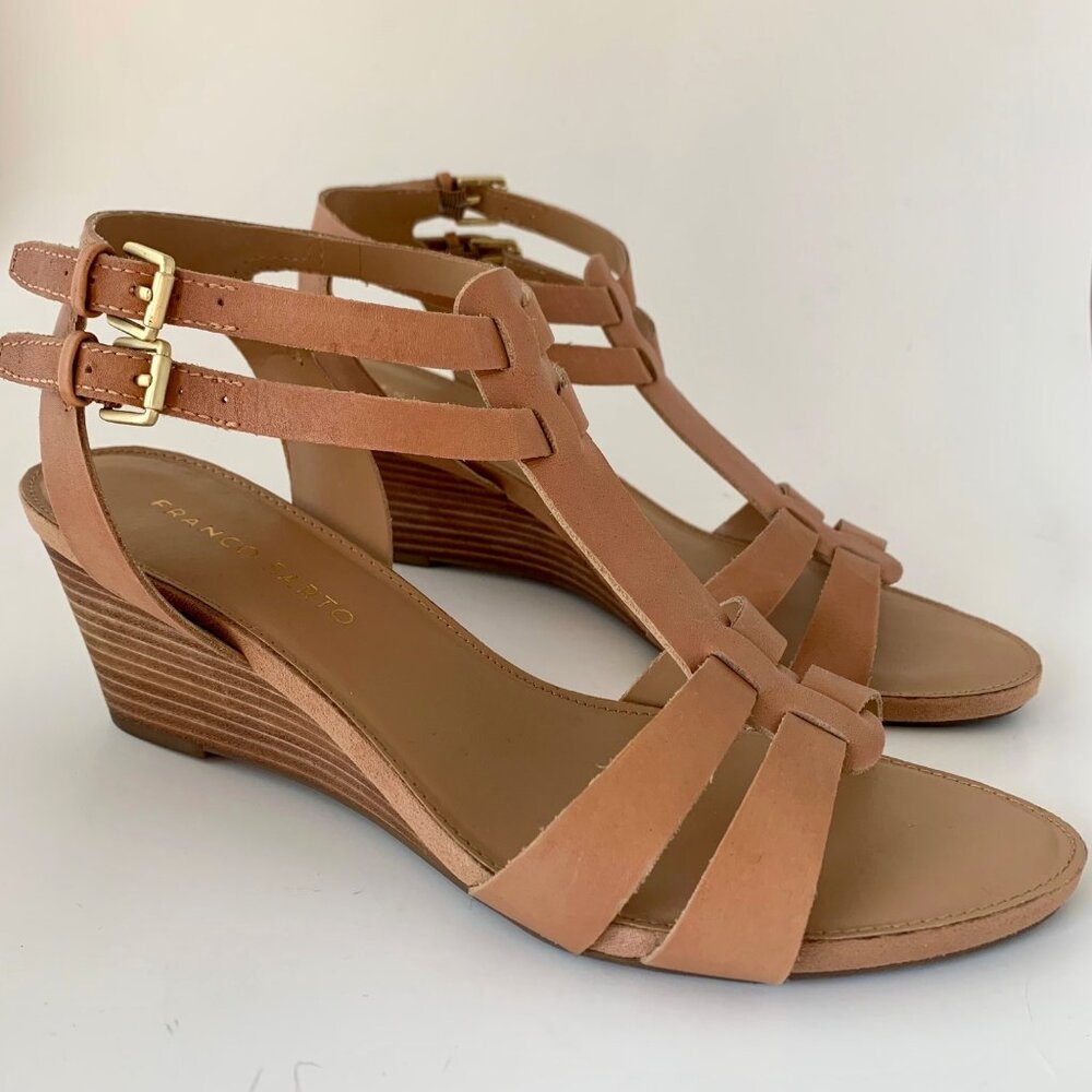FRANCO SARTO Dare Wedge Sandals Nude Size 8.5